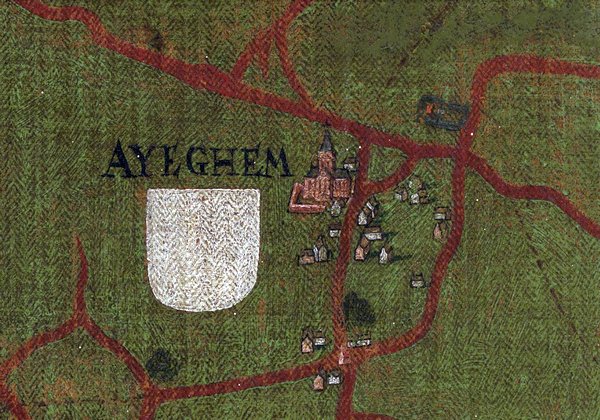 1571 - Adegem op de kaart van het Brugse Vrije door Pieter Pourbus (Kopie door Pieter Claissens - 1596 / 1597 - Groeningemuseum Brugge)